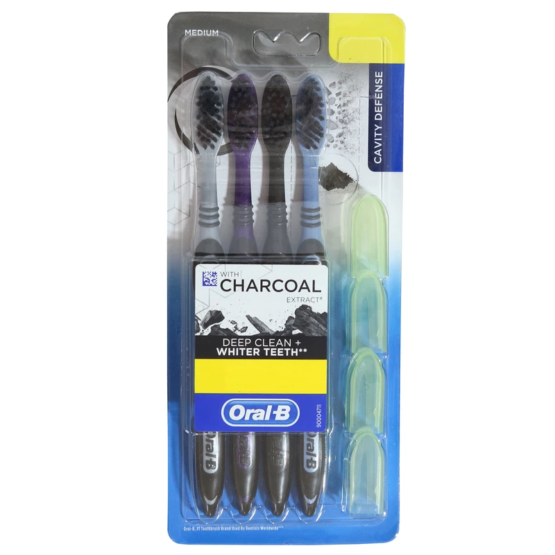 مسواک اورال بی مدل CHARCOAL EXTRACT با برس متوسط بسته 4 عددی